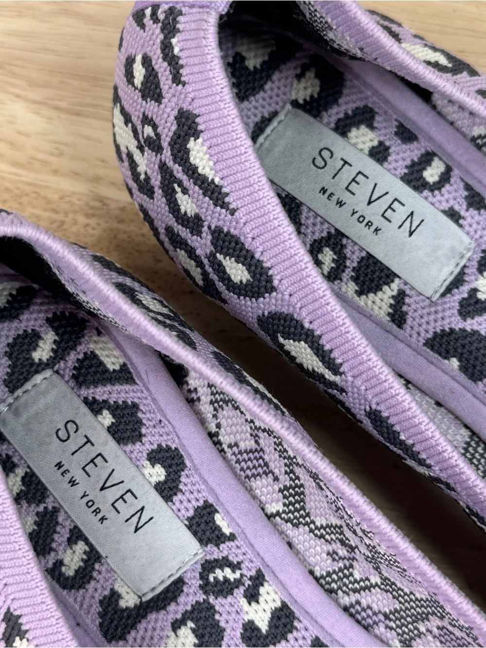 Steven Steve Madden Leopard Print Knit Ballet Flats Lilac Purple Size 8
